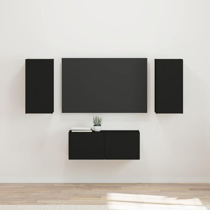 Conjunto De Mueble De Tv Montaje En La Pared 6 Pcs Madera Vieja