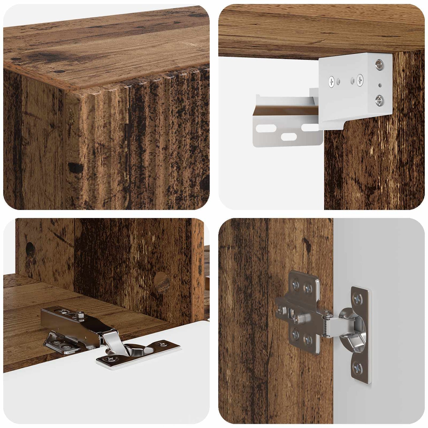 Conjunto De Mueble De Tv Montaje En La Pared 6 Pcs Madera Vieja