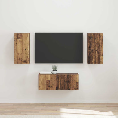 Conjunto De Mueble De Tv Montaje En La Pared 6 Pcs Madera Vieja