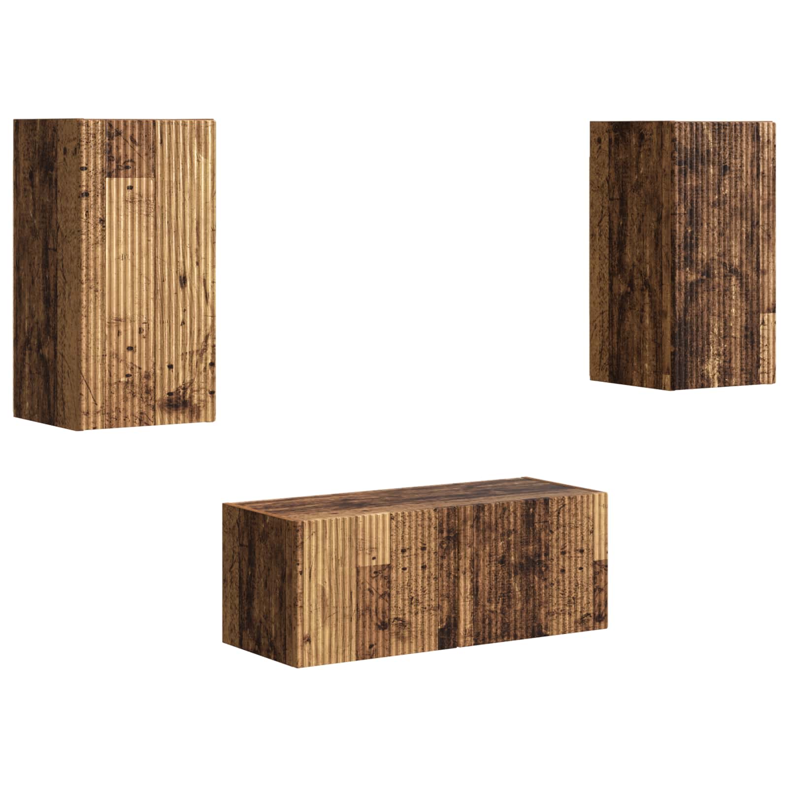 Conjunto De Mueble De Tv Montaje En La Pared 6 Pcs Madera Vieja