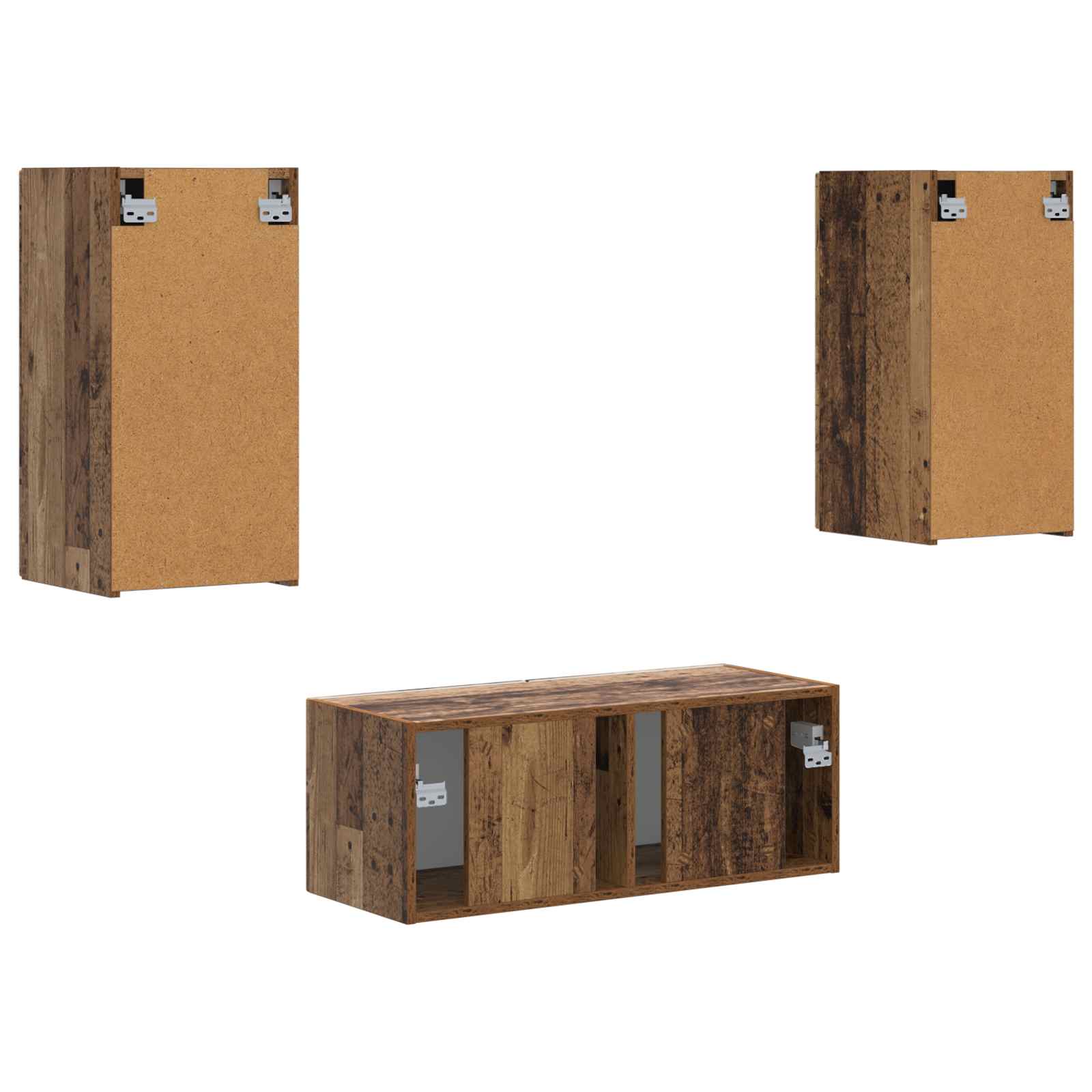 Conjunto De Mueble De Tv Montaje En La Pared 6 Pcs Madera Vieja