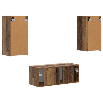 Conjunto De Mueble De Tv Montaje En La Pared 6 Pcs Madera Vieja