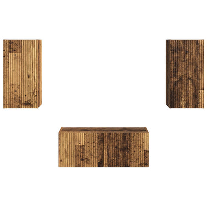Conjunto De Mueble De Tv Montaje En La Pared 6 Pcs Madera Vieja