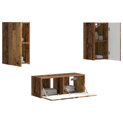 Conjunto De Mueble De Tv Montaje En La Pared 6 Pcs Madera Vieja