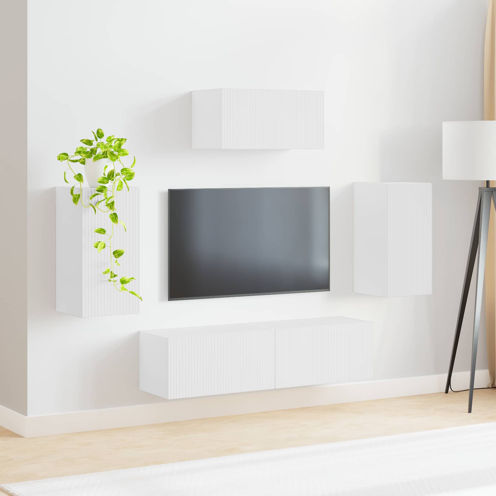 Conjunto De Mueble De Tv 5 Pcs Madera De Ingeniería