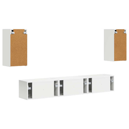 Conjunto De Mueble De Tv 5 Pcs Madera De Ingeniería
