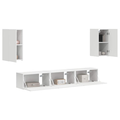 Conjunto De Mueble De Tv 5 Pcs Madera De Ingeniería