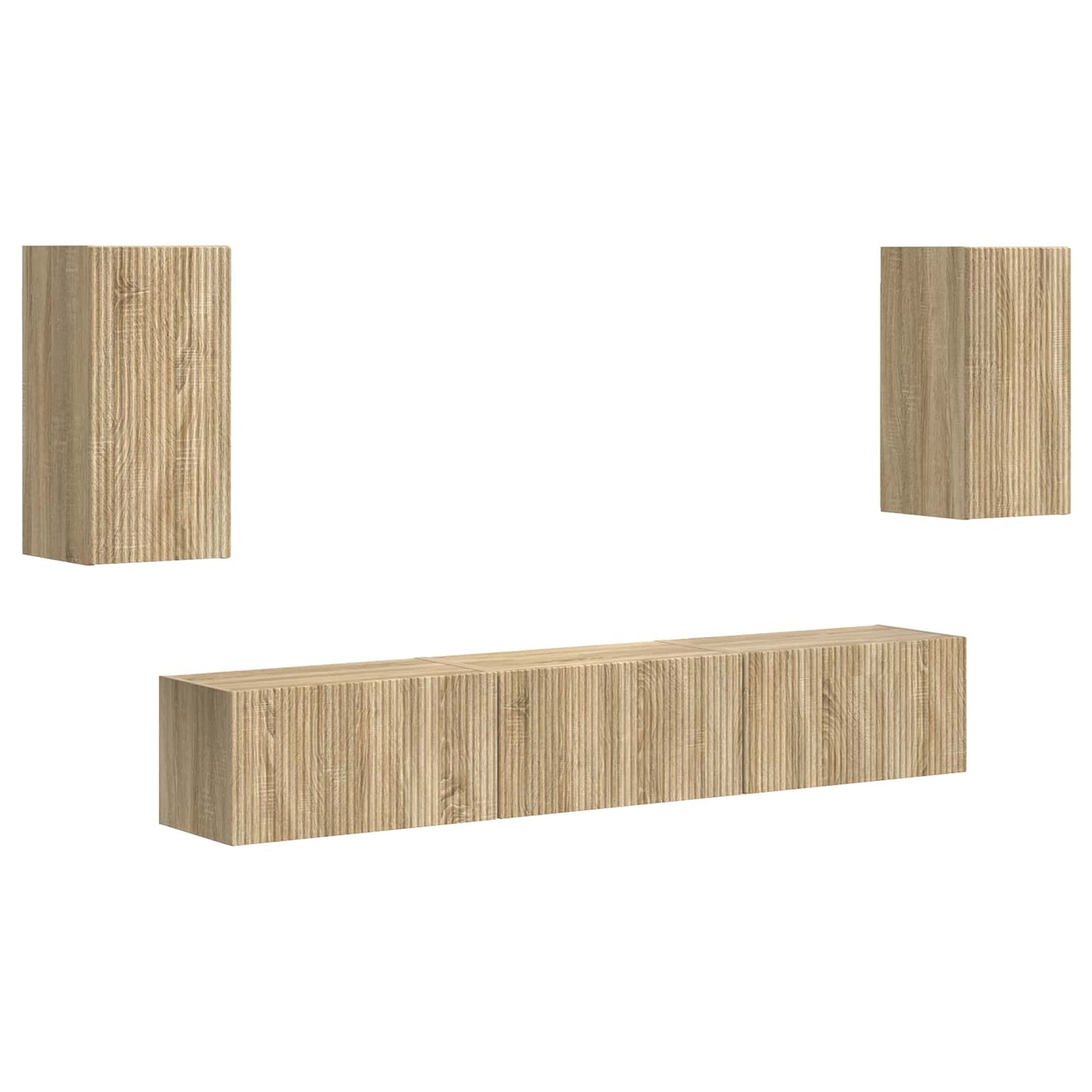 Conjunto De Mueble De Tv Montaje En La Pared 5 Pcs Roble Sonoma