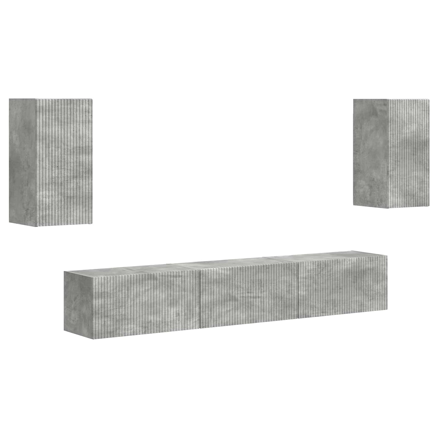 Conjunto De Mueble De Tv 5 Pcs Gris Concreto