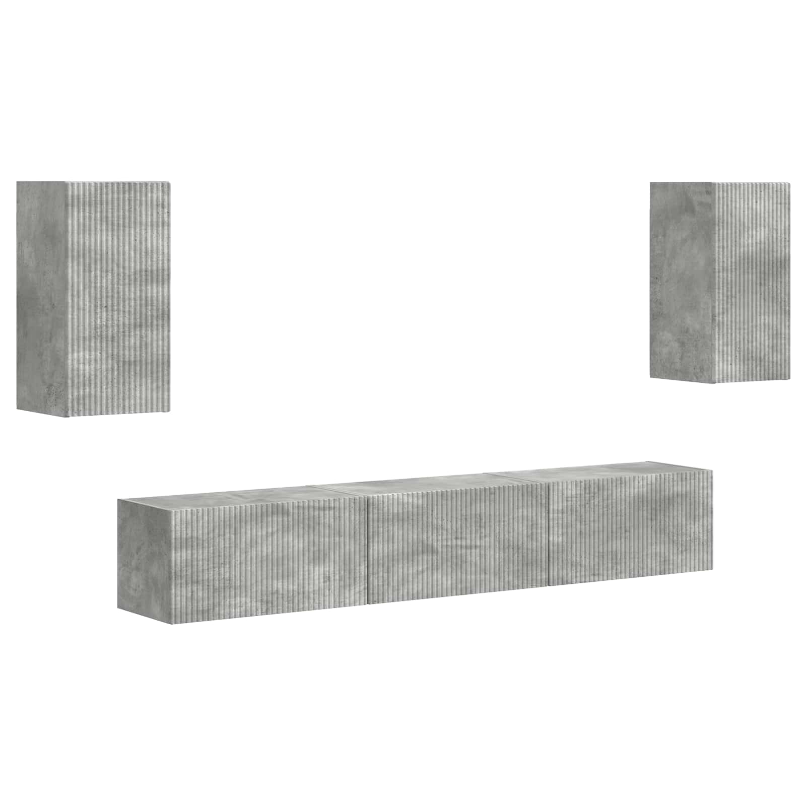 Conjunto De Mueble De Tv 5 Pcs Gris Concreto