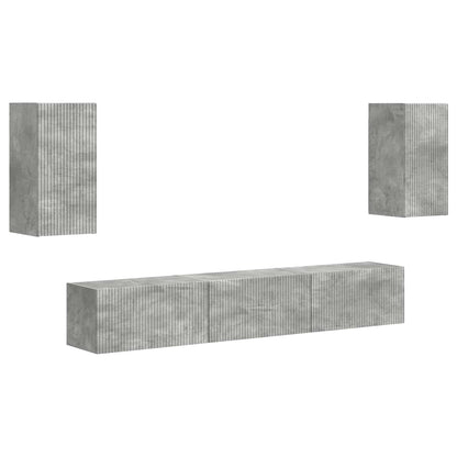 Conjunto De Mueble De Tv 5 Pcs Gris Concreto