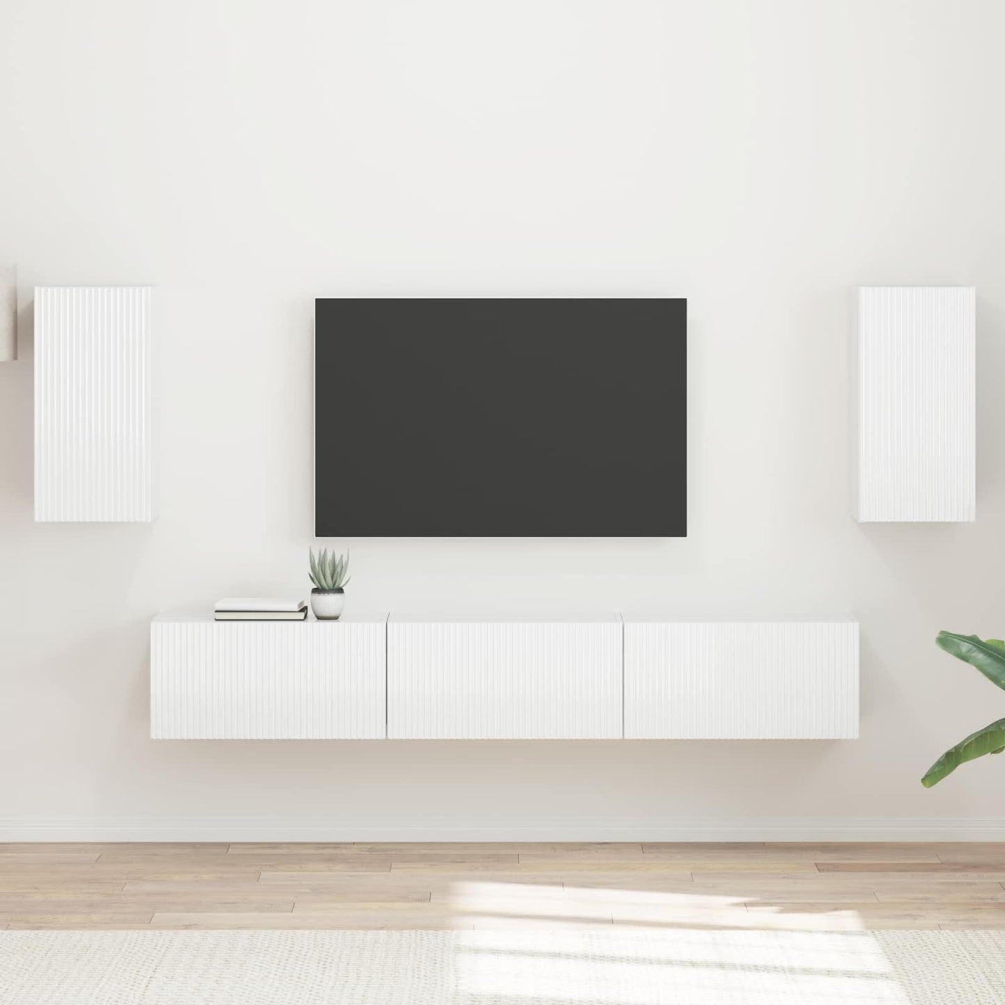 Conjunto De Mueble De Tv 5 Pcs Brillante Madera De Ingeniería