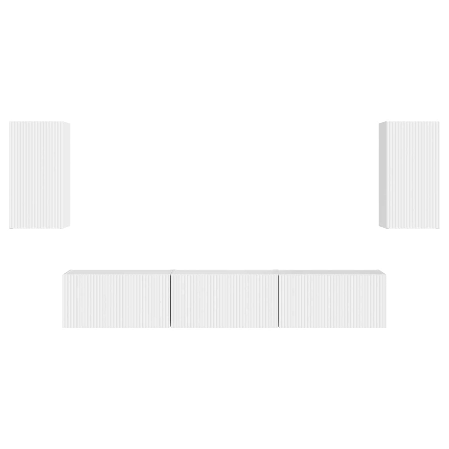 Conjunto De Mueble De Tv 5 Pcs Brillante Madera De Ingeniería