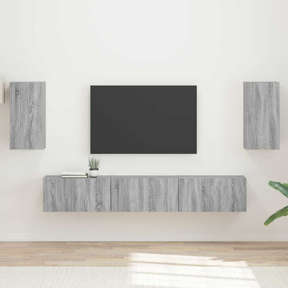 Conjunto De Mueble De Tv 5 Pcs Gris Sonoma Madera De Ingeniería
