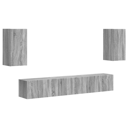 Conjunto De Mueble De Tv 5 Pcs Gris Sonoma Madera De Ingeniería