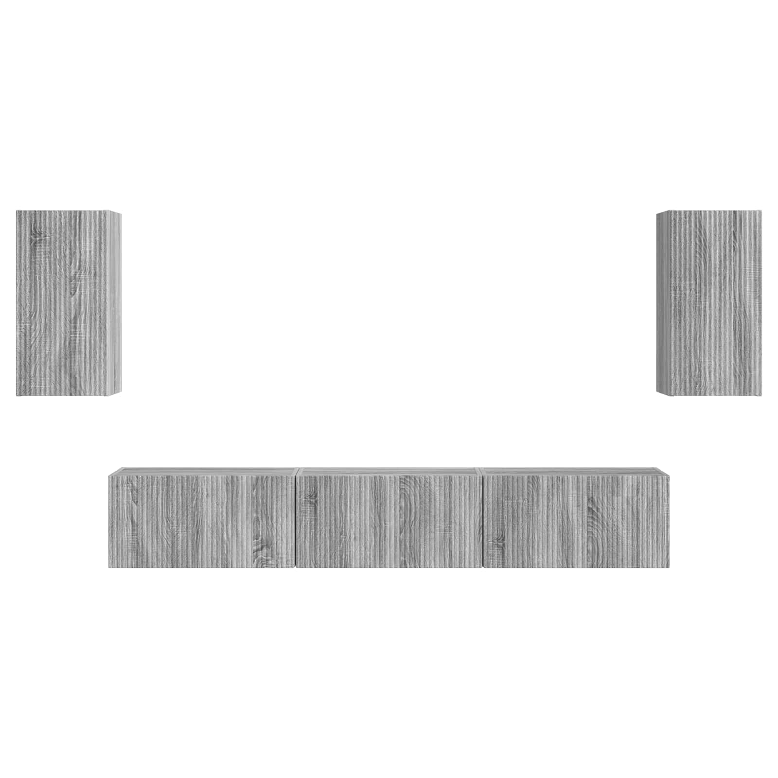Conjunto De Mueble De Tv 5 Pcs Gris Sonoma Madera De Ingeniería