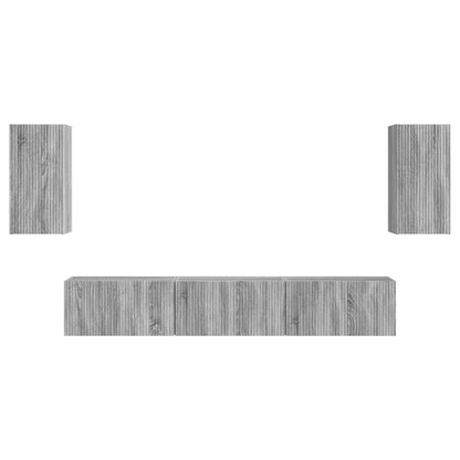 Conjunto De Mueble De Tv 5 Pcs Gris Sonoma Madera De Ingeniería