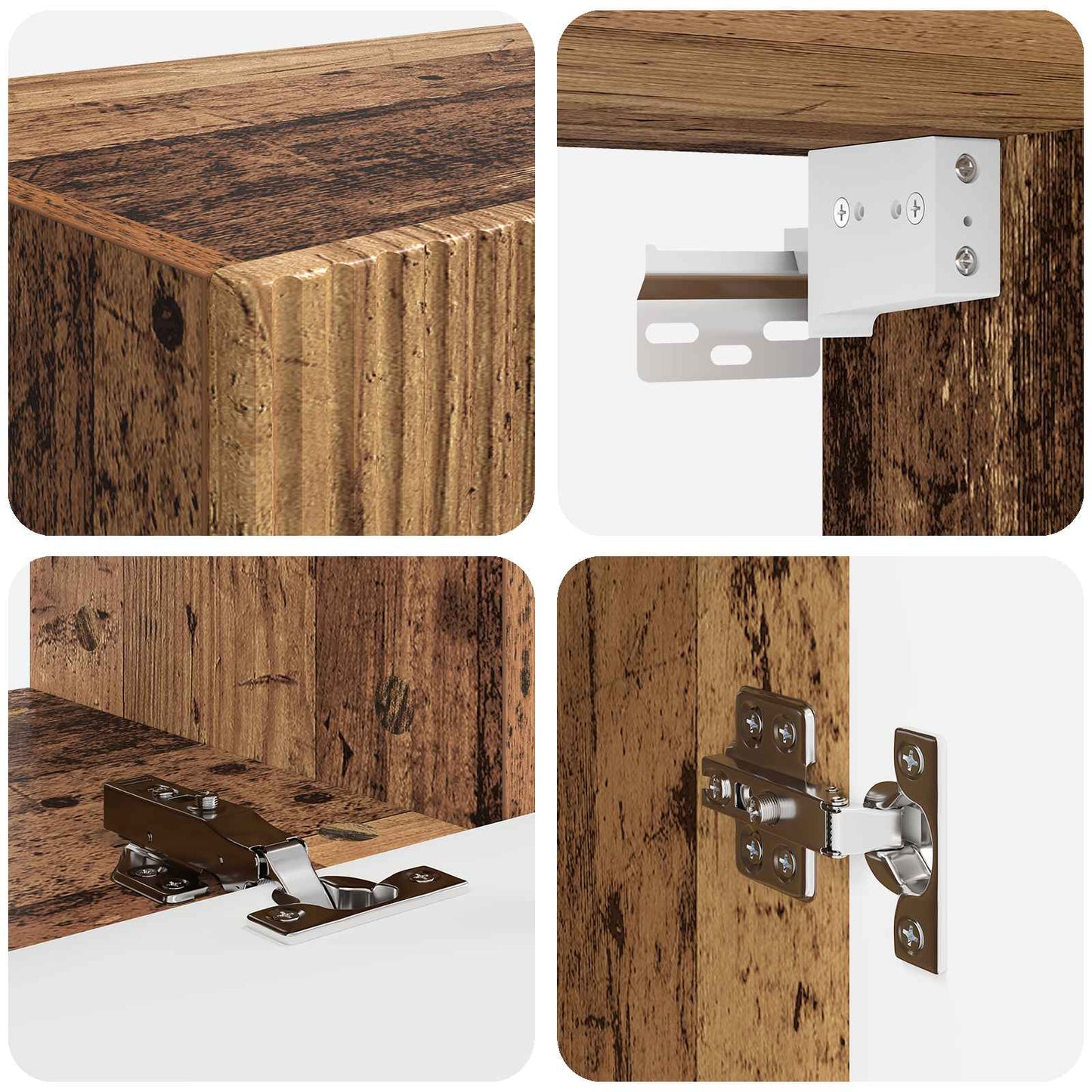 Conjunto De Mueble De Tv Montaje En La Pared 5 Pcs Madera Vieja