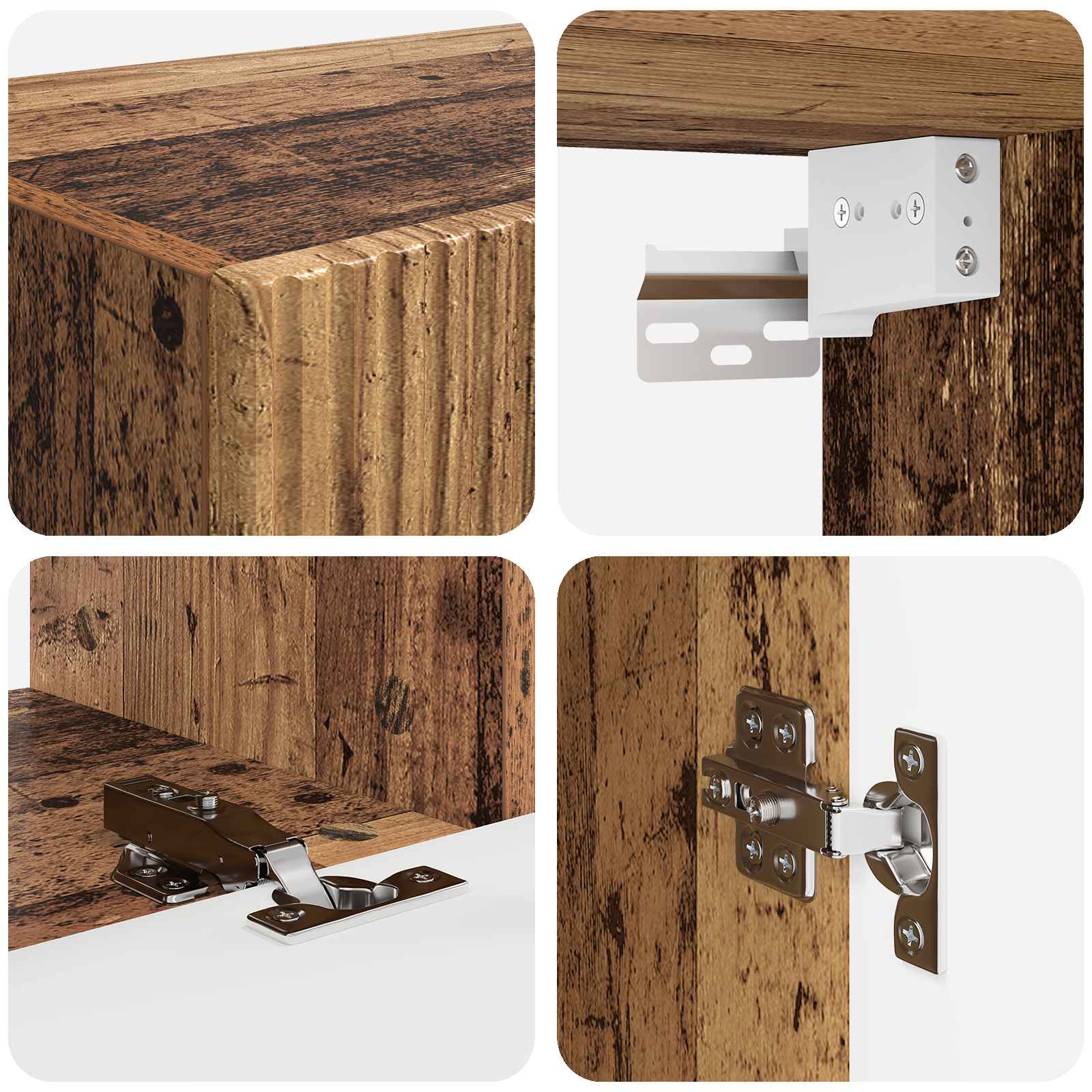 Conjunto De Mueble De Tv Montaje En La Pared 5 Pcs Madera Vieja