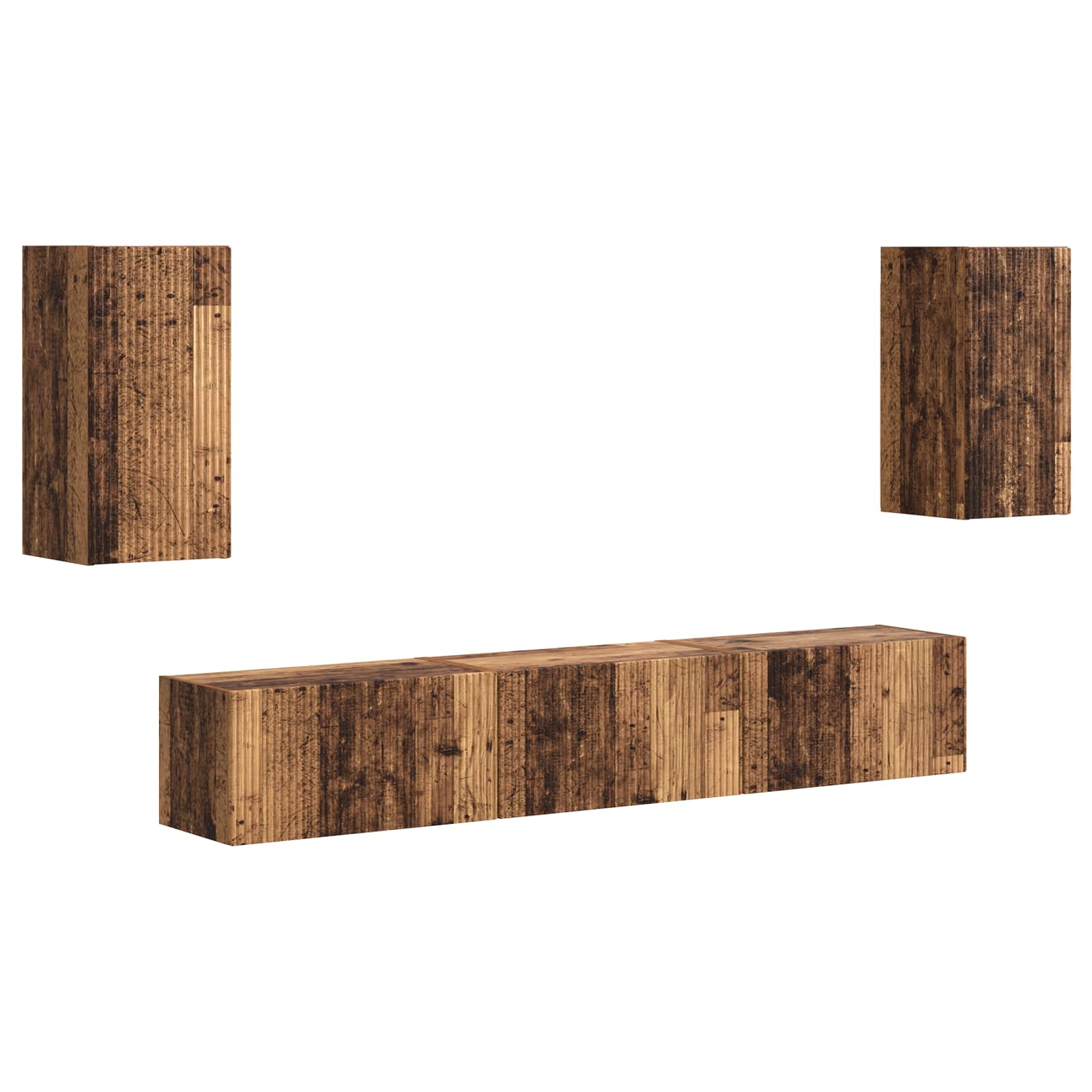 Conjunto De Mueble De Tv Montaje En La Pared 5 Pcs Madera Vieja