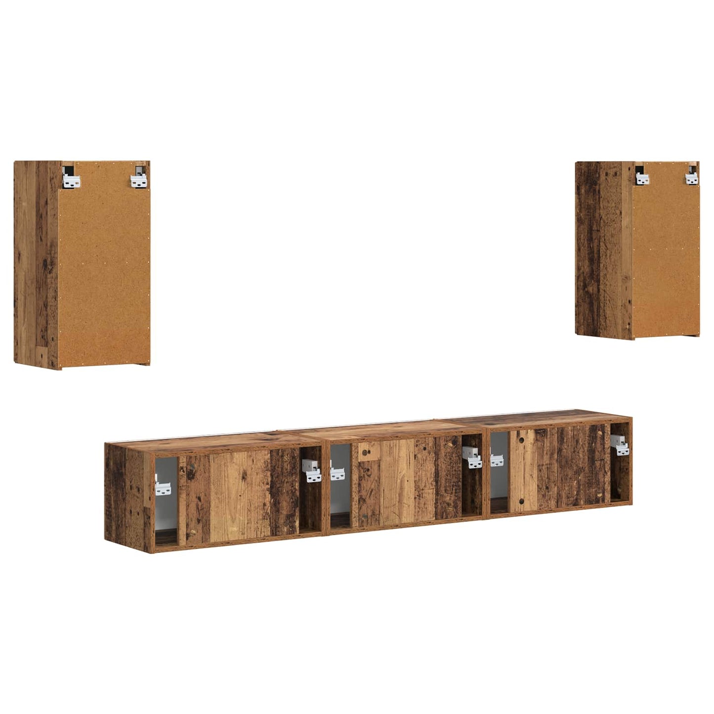 Conjunto De Mueble De Tv Montaje En La Pared 5 Pcs Madera Vieja