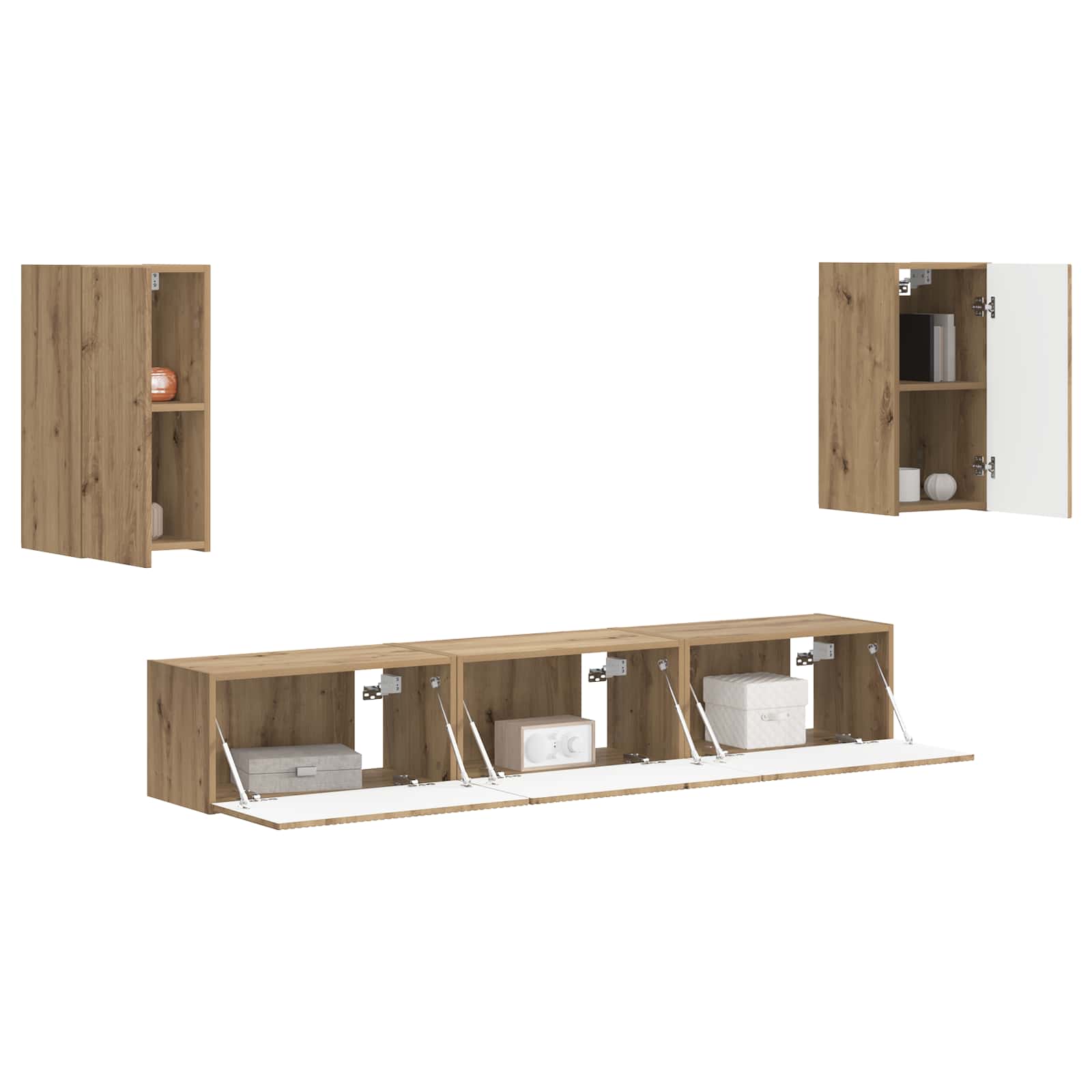 Conjunto De Mueble De Tv 5 Pcs Roble Artesanal