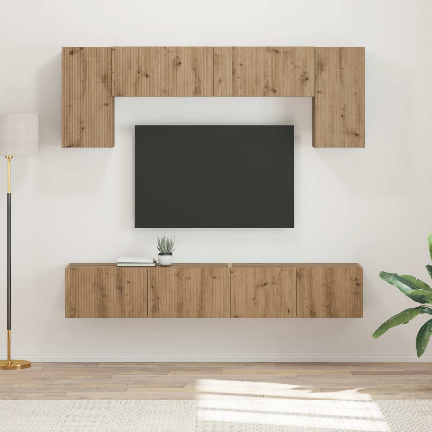 Conjunto De Mueble De Tv 4 Pcs Madera De Ingeniería