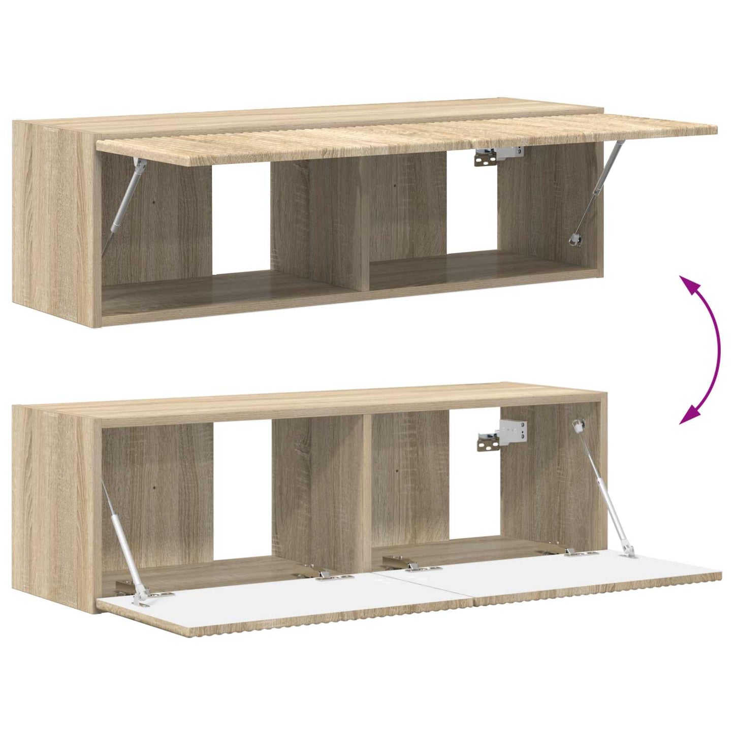 Conjunto De Mueble De Tv Montaje En La Pared 4 Pcs Roble Sonoma
