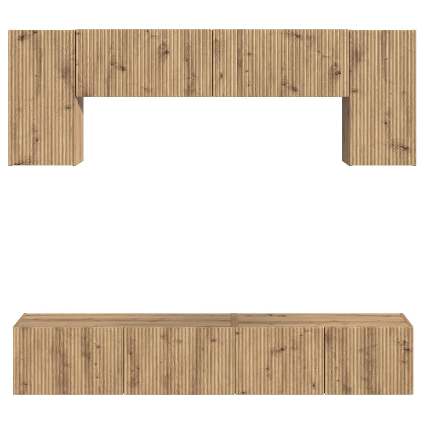 Conjunto De Mueble De Tv 4 Pcs Brillante Madera De Ingeniería