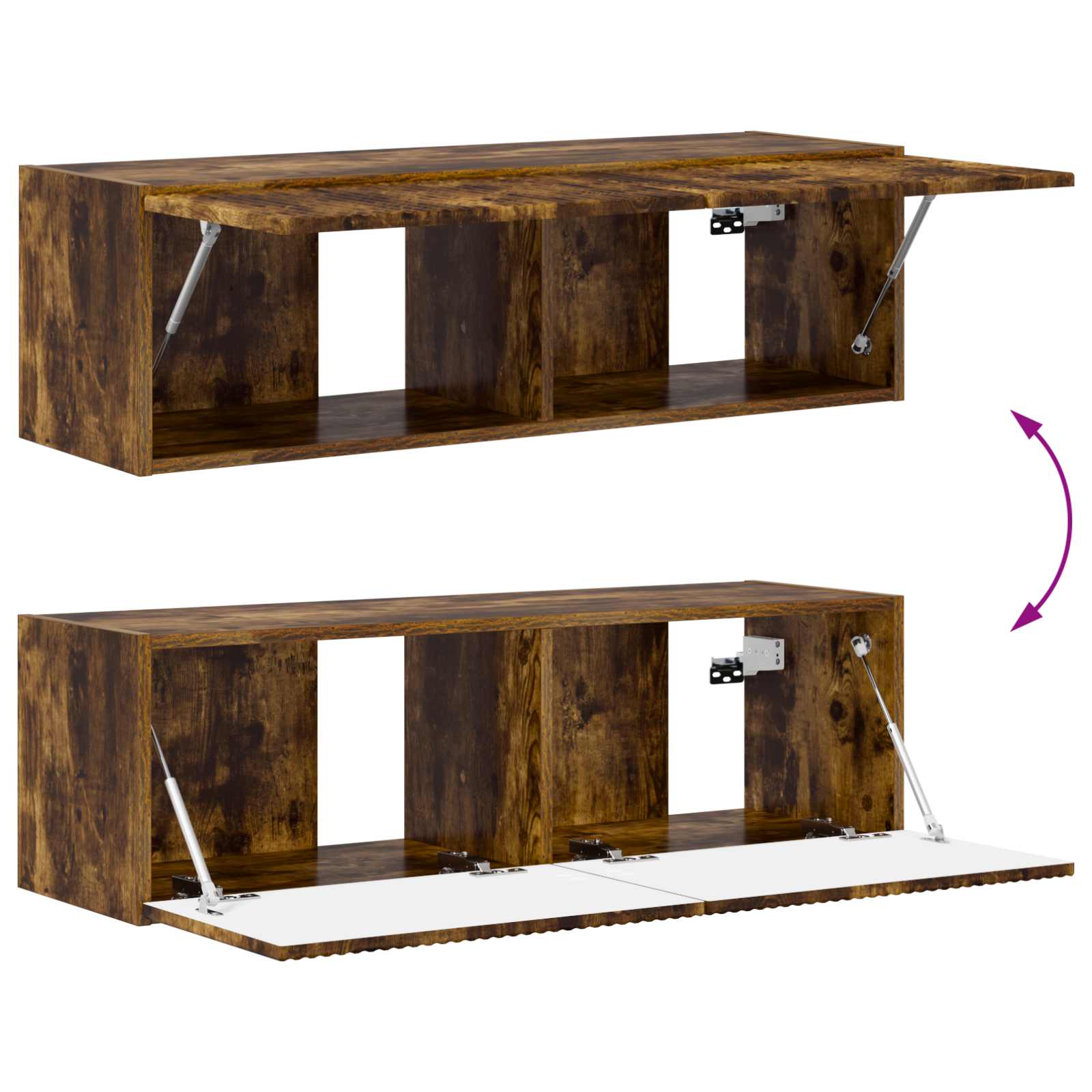 Conjunto De Mueble De Tv 4 Pcs Roble Ahumado