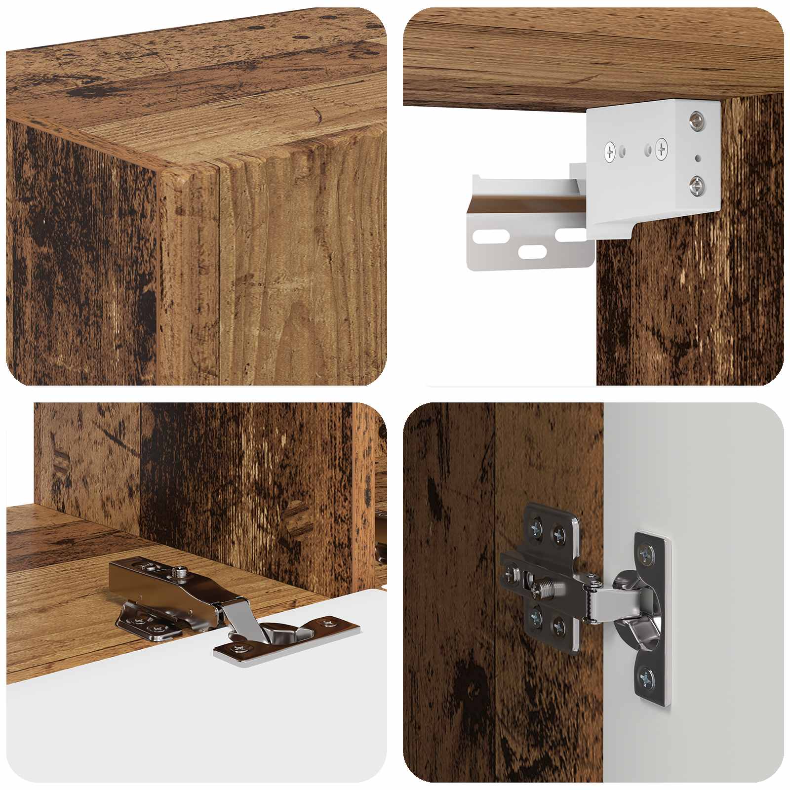 Conjunto De Mueble De Tv Montaje En La Pared 4 Pcs Madera Vieja