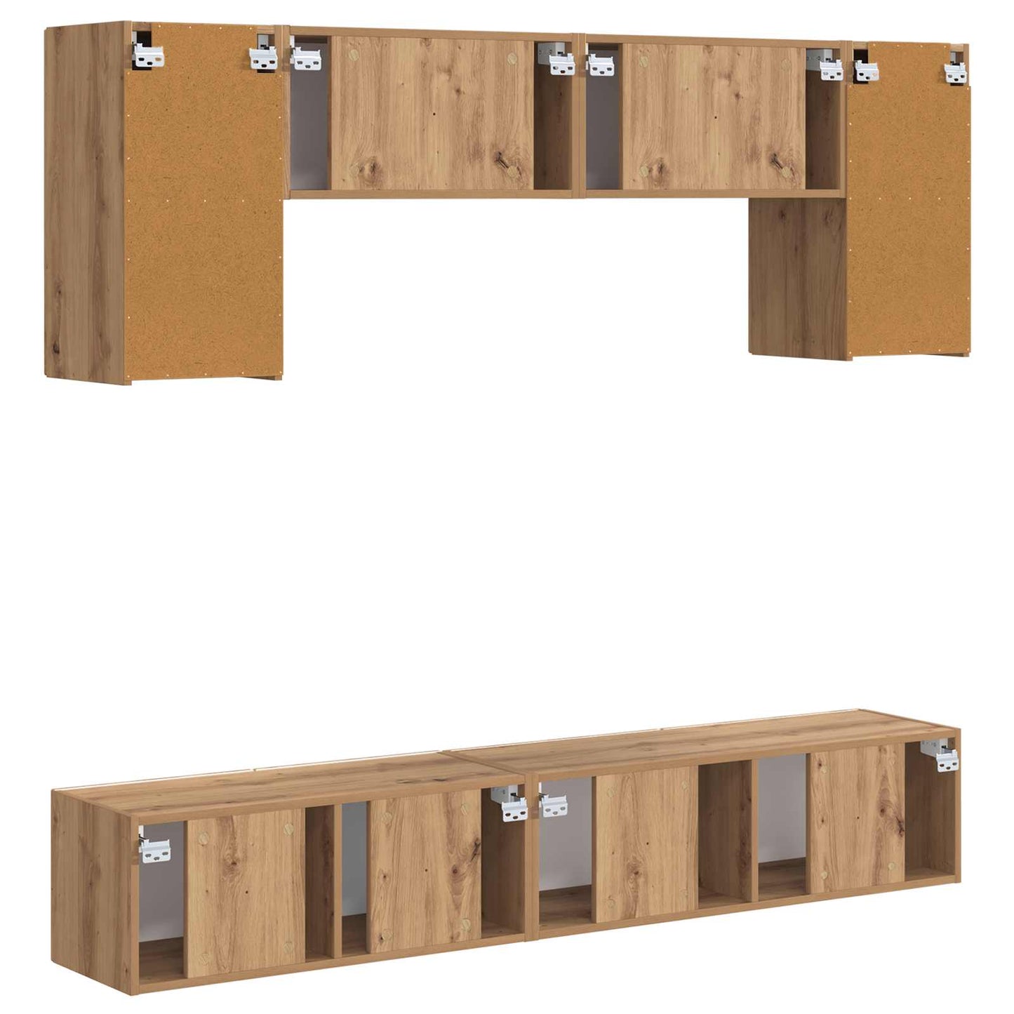 Conjunto De Mueble De Tv Montaje En La Pared 4 Pcs Madera Vieja