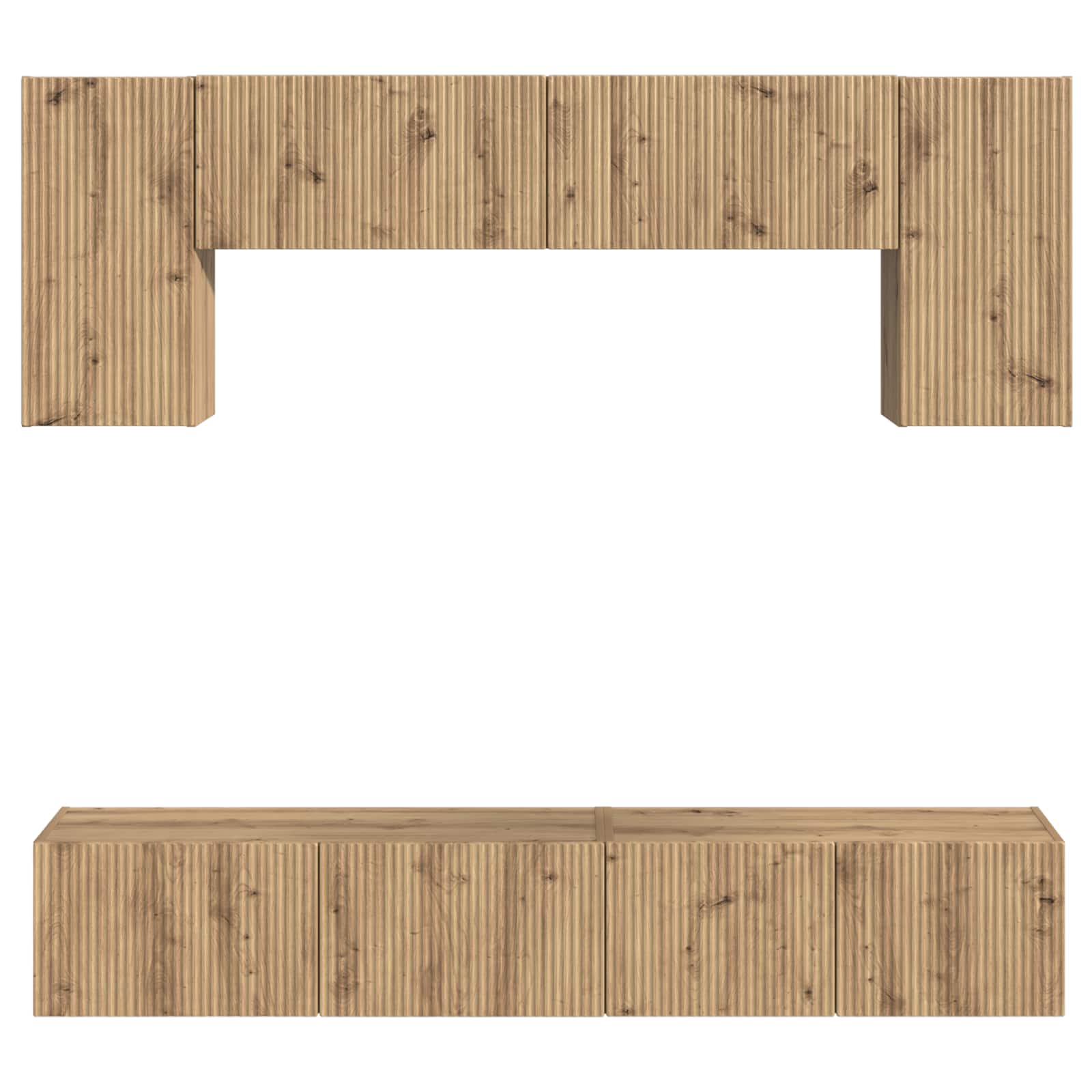 Conjunto De Mueble De Tv Montaje En La Pared 4 Pcs Madera Vieja