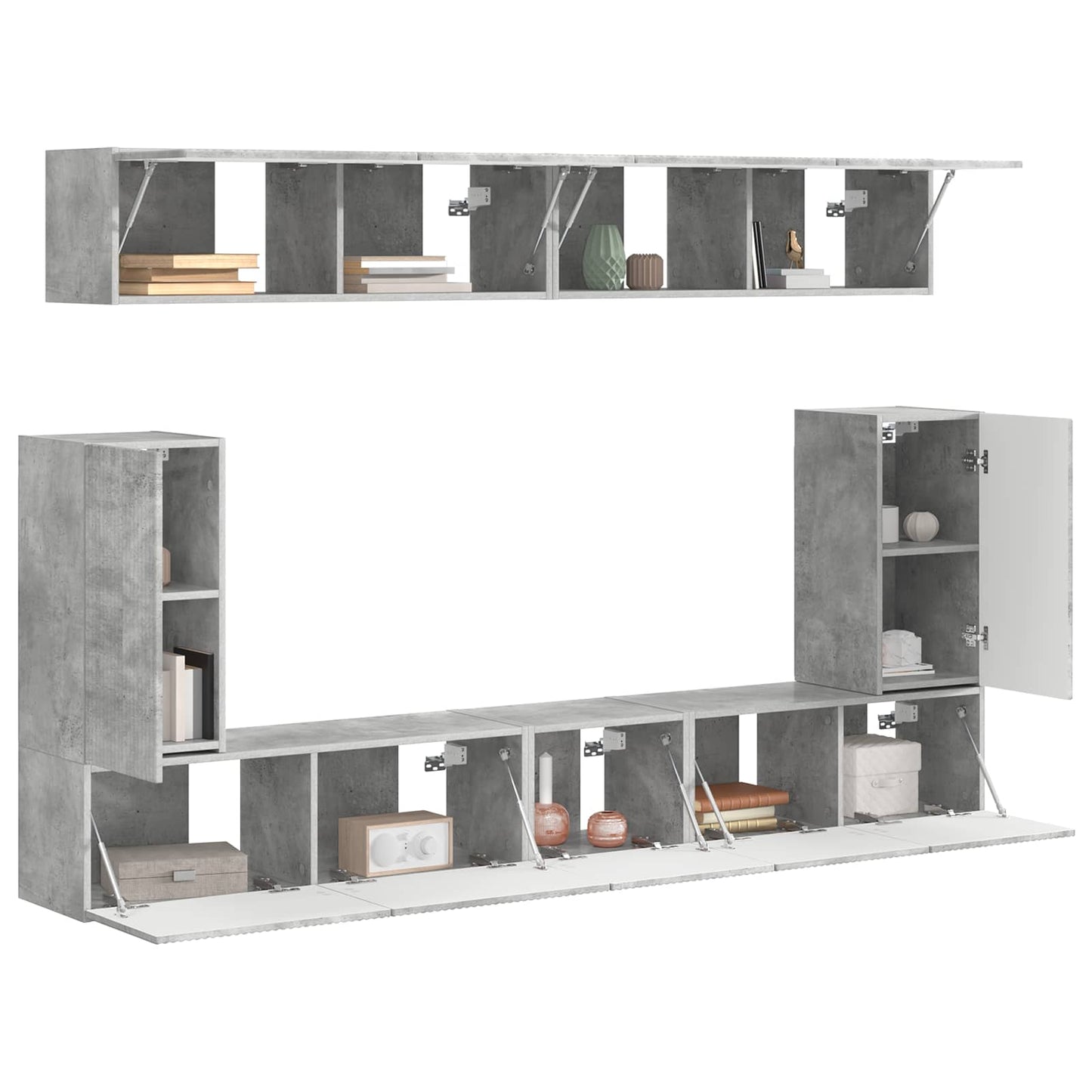 Conjunto De Mueble De Tv 5 Pcs Gris Concreto