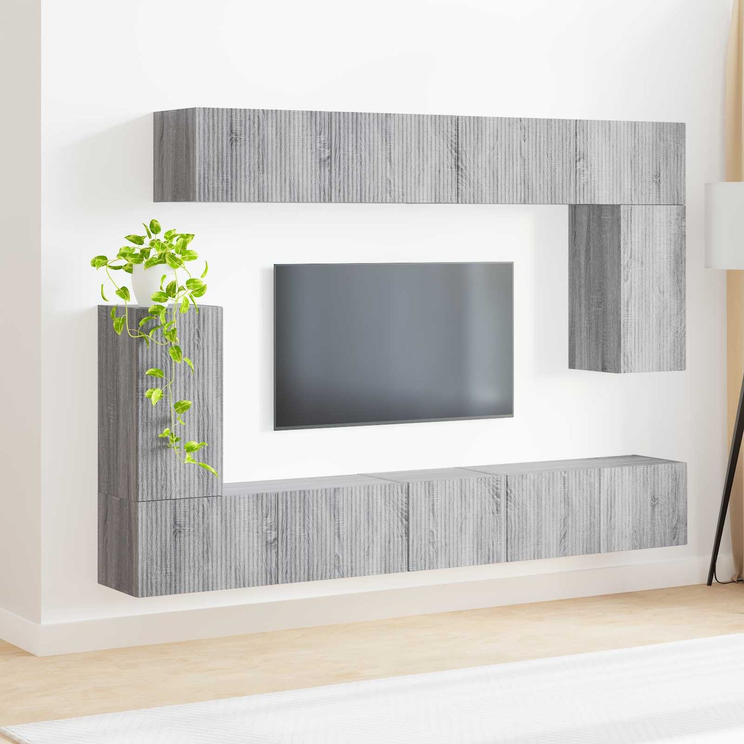 Conjunto De Mueble De Tv 5 Pcs Gris Sonoma Madera De Ingeniería