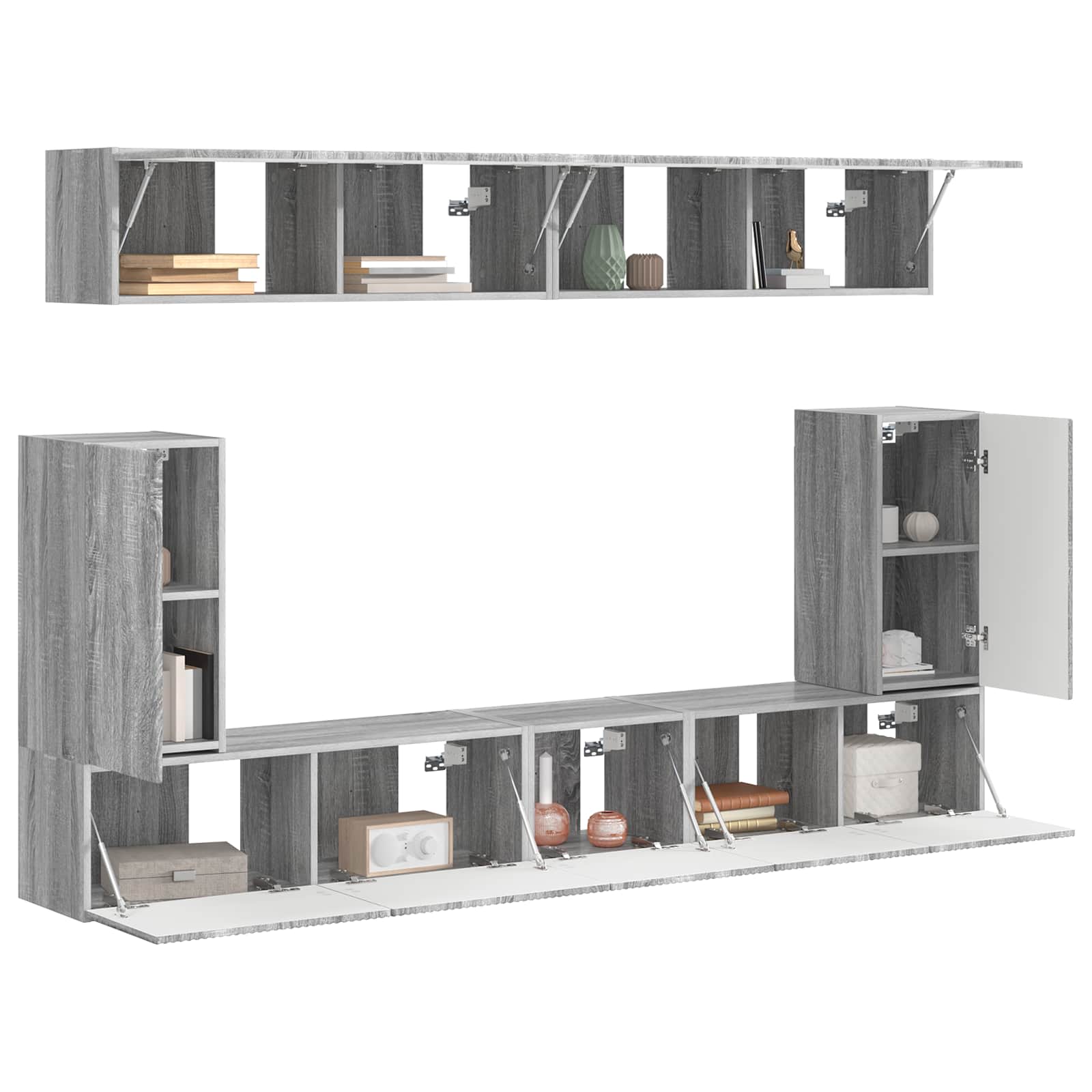 Conjunto De Mueble De Tv 5 Pcs Gris Sonoma Madera De Ingeniería