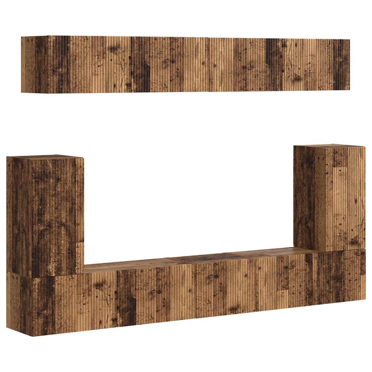 Conjunto De Mueble De Tv Montaje En La Pared 5 Pcs Madera Vieja