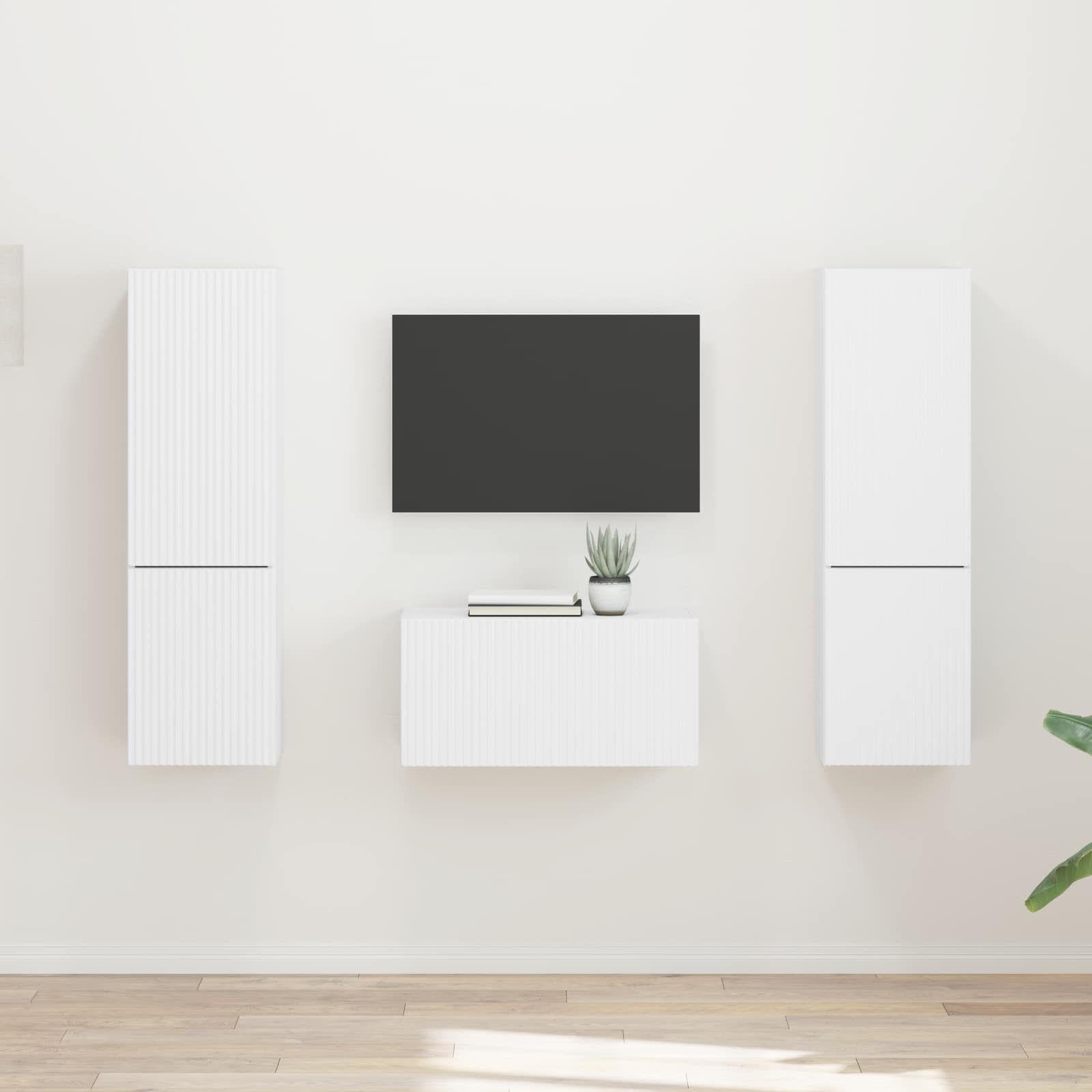 Conjunto De Mueble De Tv 5 Pcs Madera De Ingeniería