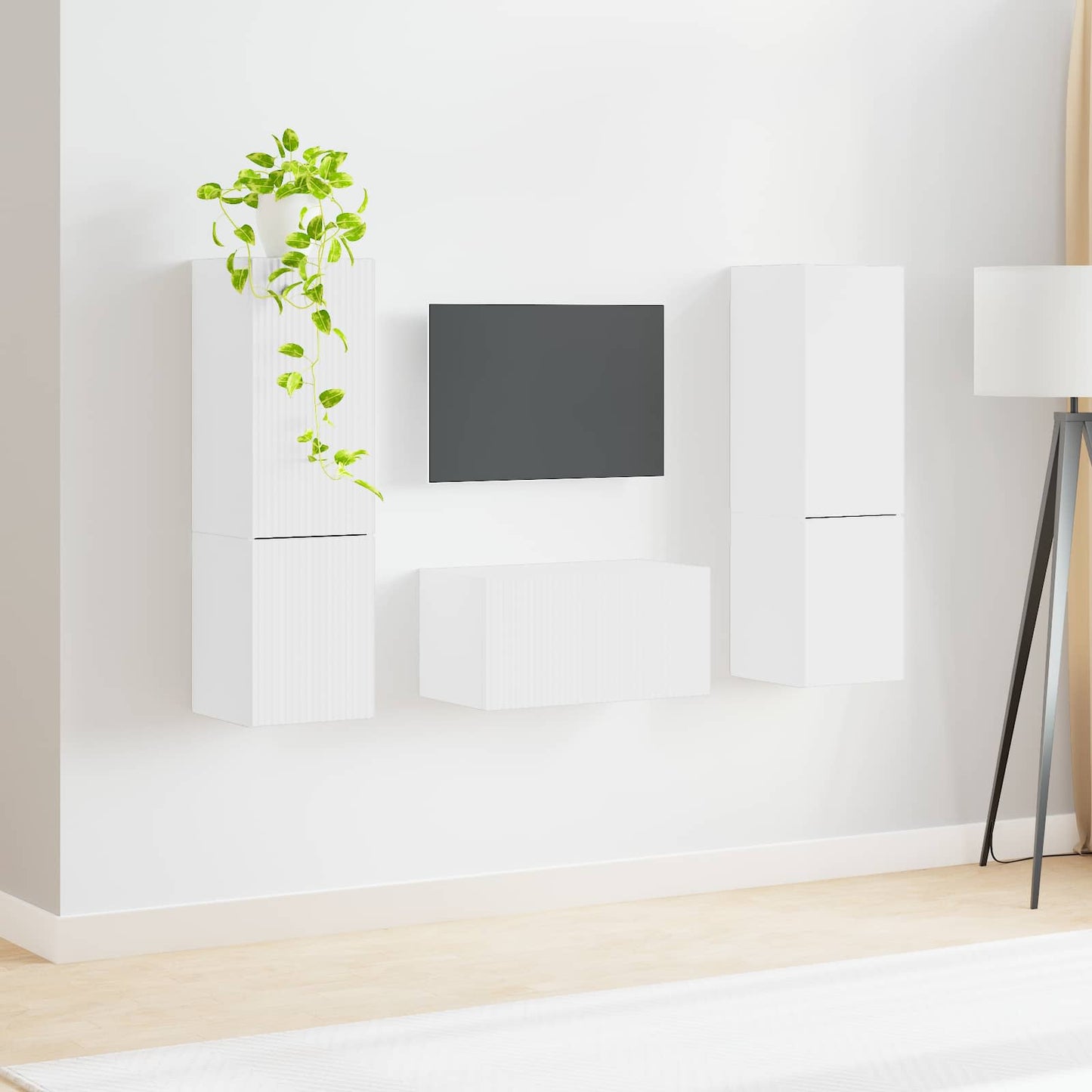 Conjunto De Mueble De Tv 5 Pcs Madera De Ingeniería