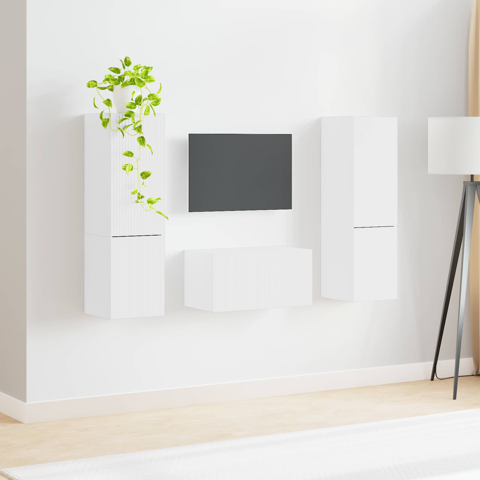 Conjunto De Mueble De Tv 5 Pcs Madera De Ingeniería
