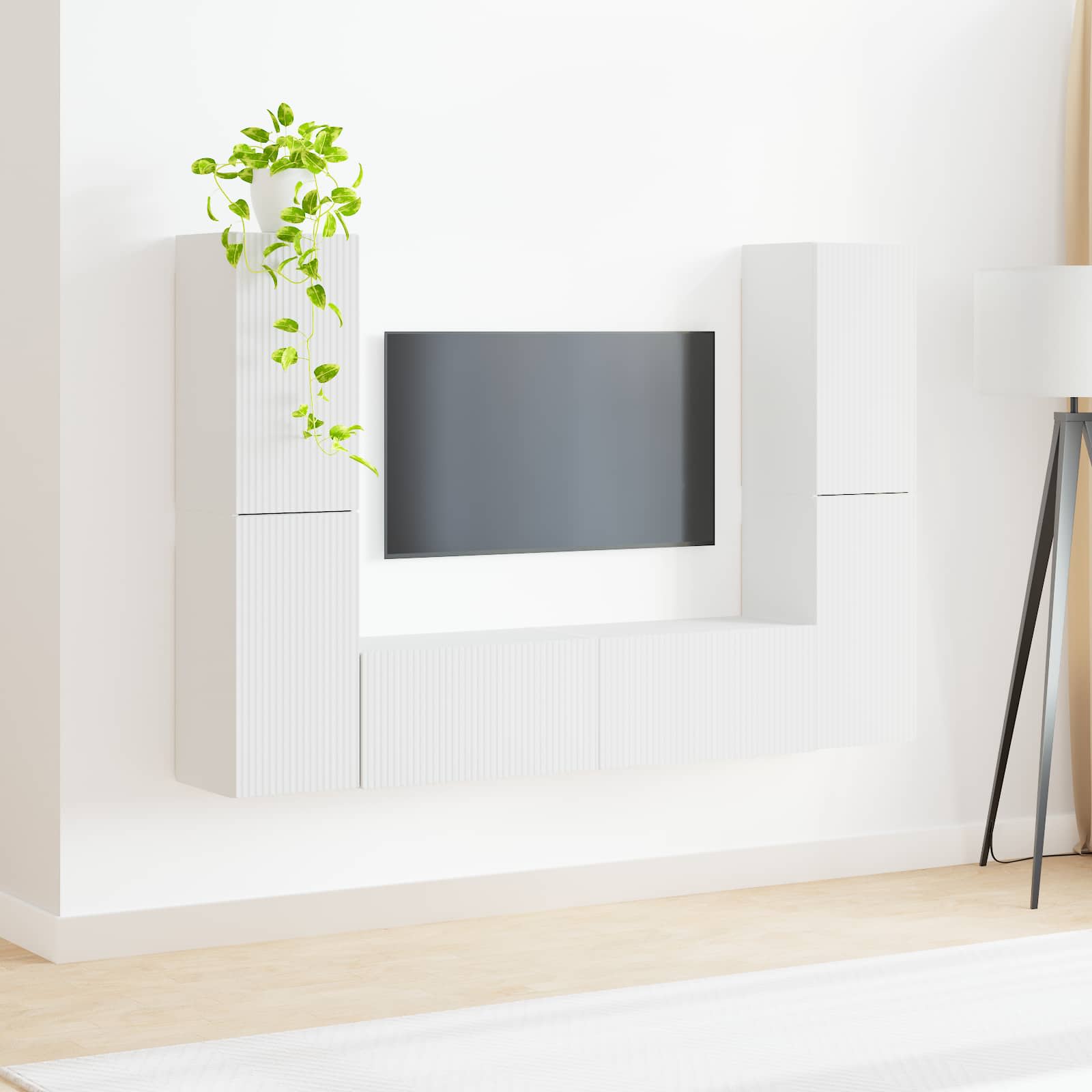 Conjunto De Mueble De Tv 6 Pcs Madera De Ingeniería