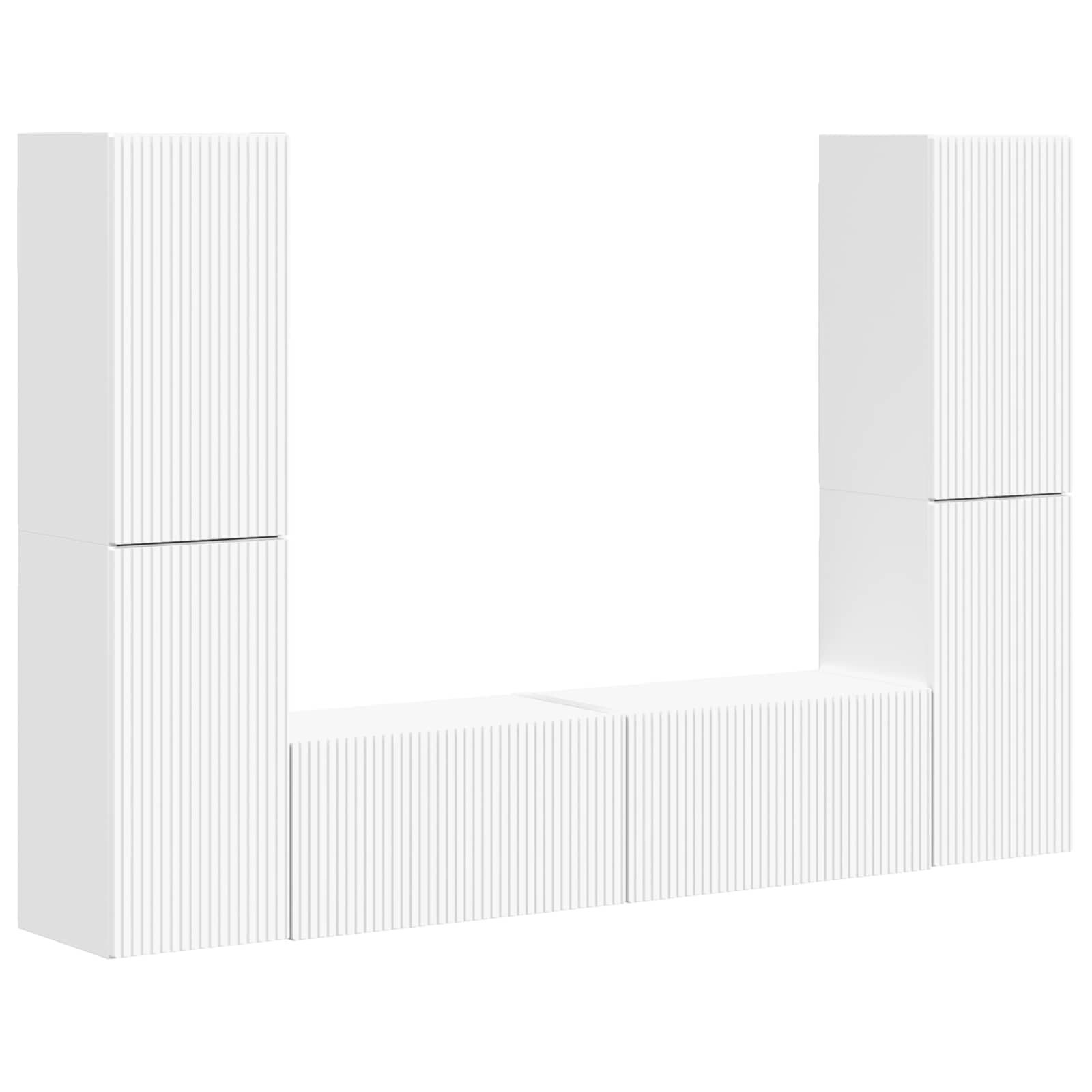 Conjunto De Mueble De Tv 6 Pcs Madera De Ingeniería