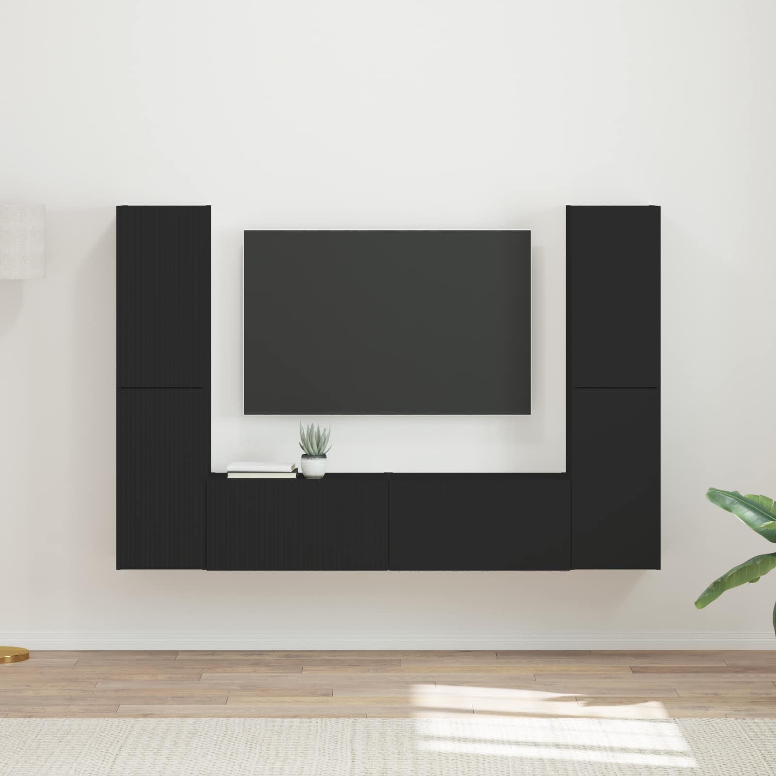 Conjunto De Mueble De Tv 6 Pcs Madera De Ingeniería