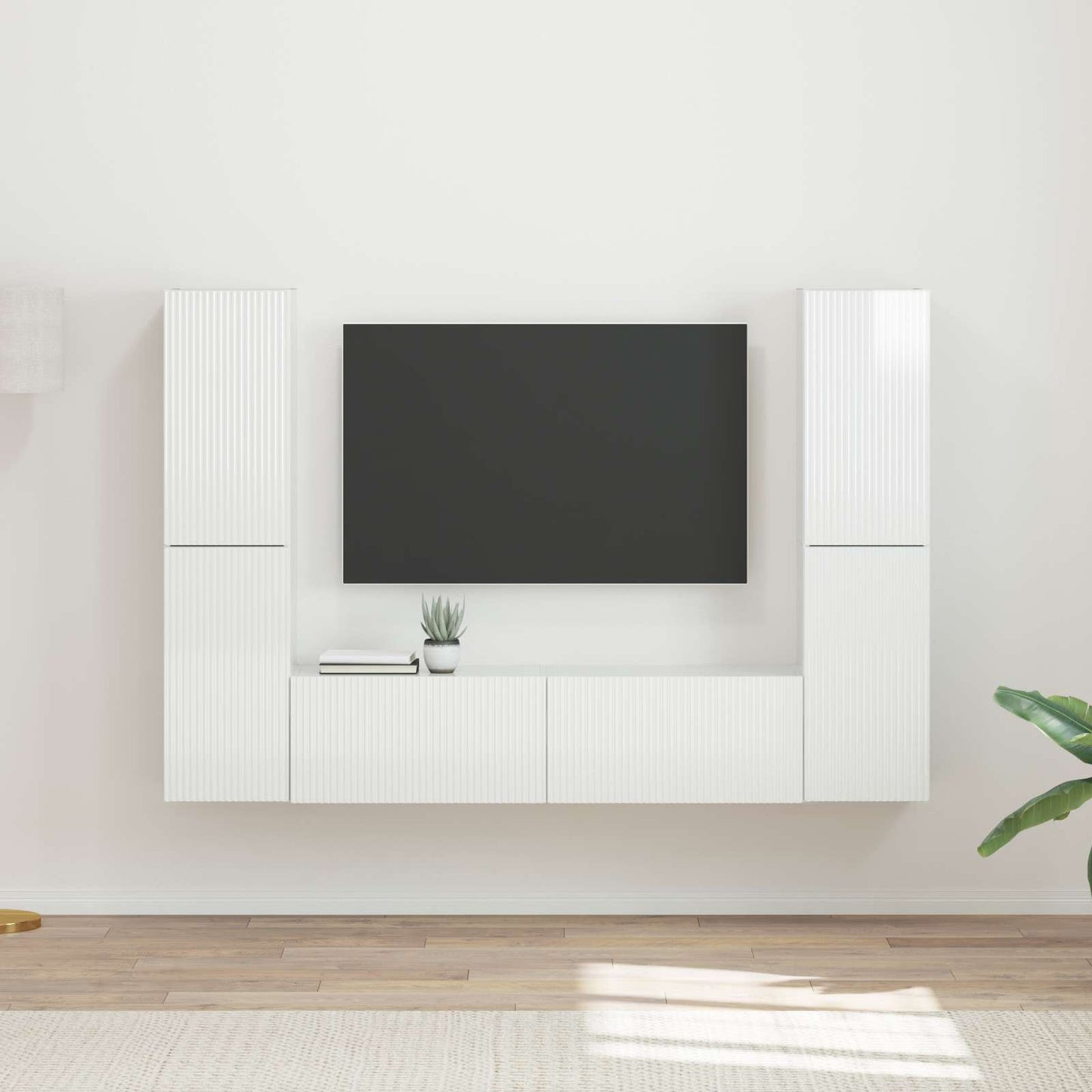 Conjunto De Mueble De Tv 6 Pcs Madera De Ingeniería