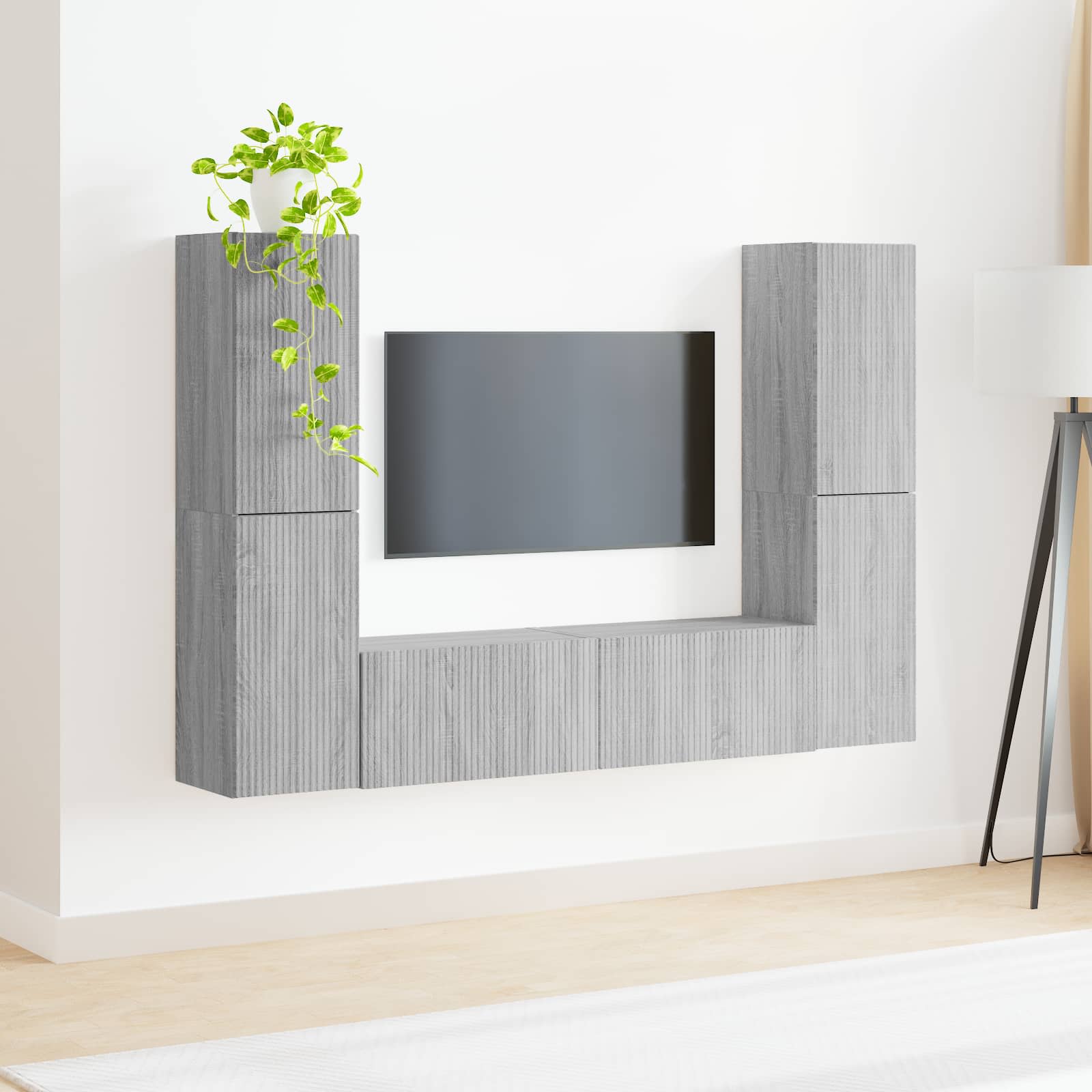 Conjunto De Mueble De Tv 6 Pcs Madera De Ingeniería