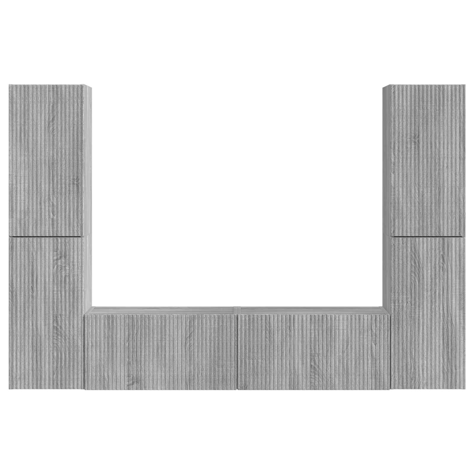 Conjunto De Mueble De Tv 6 Pcs Madera De Ingeniería