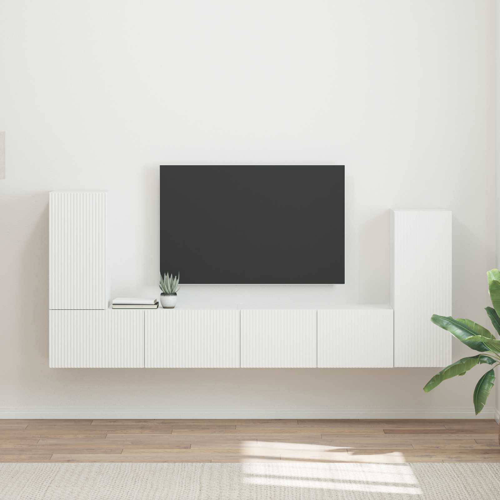 Conjunto De Mueble De Tv 4 Pcs Madera De Ingeniería