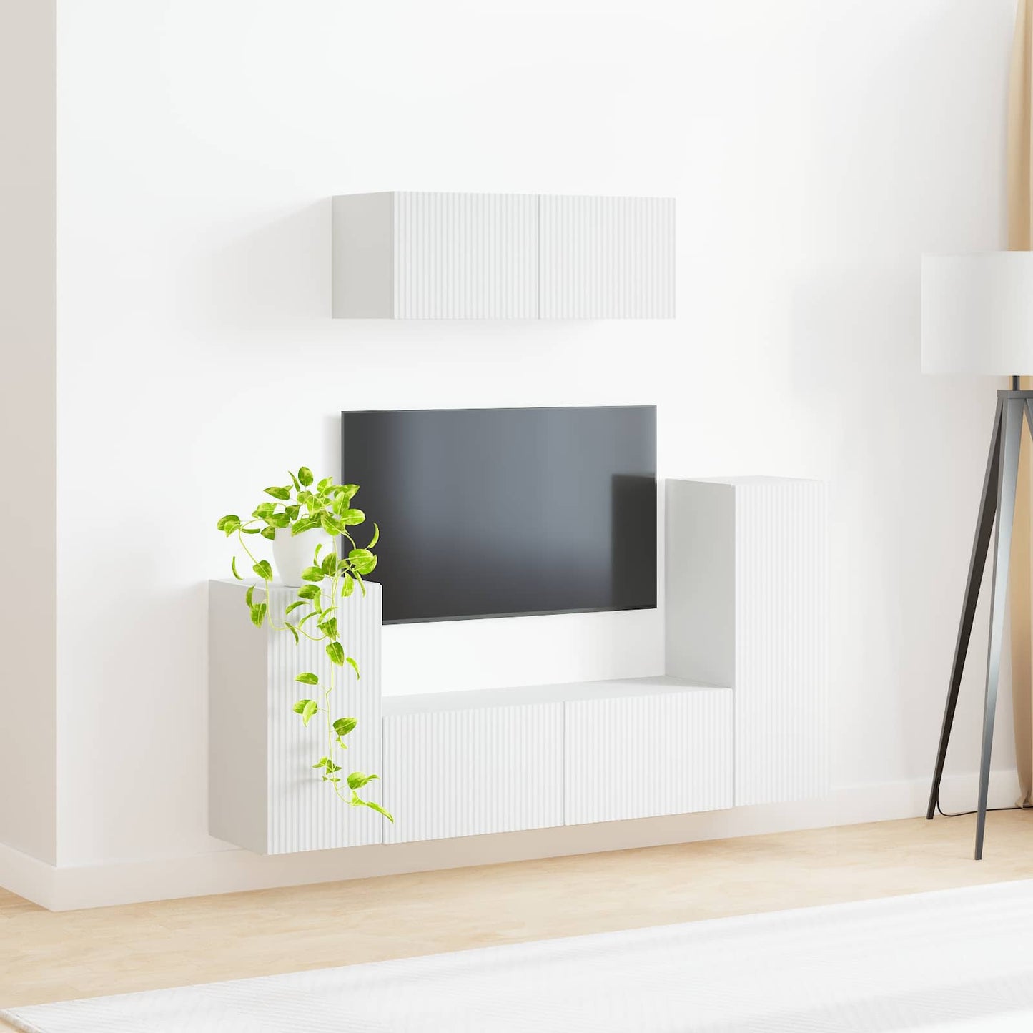 Conjunto De Mueble De Tv 4 Pcs Madera De Ingeniería