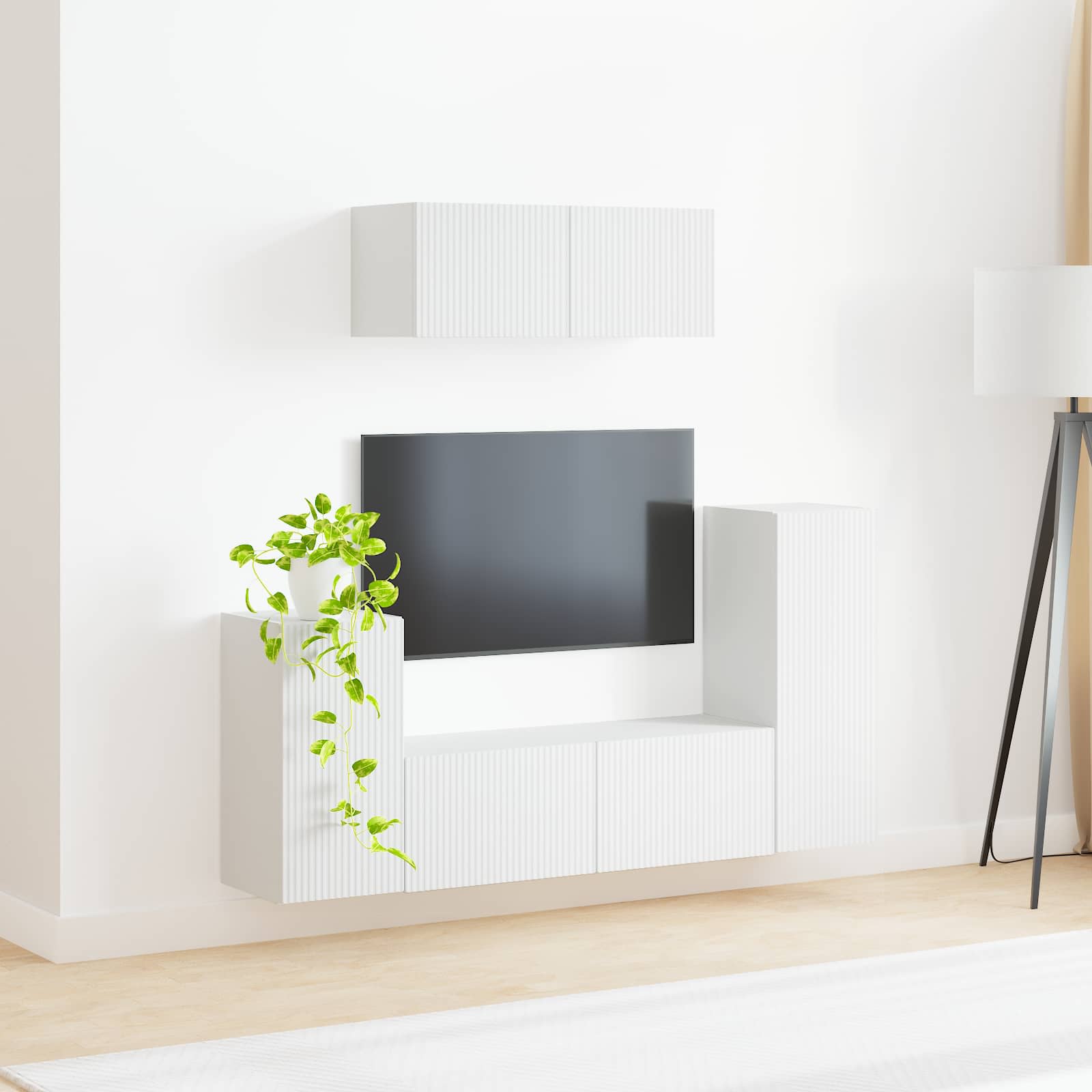 Conjunto De Mueble De Tv 4 Pcs Madera De Ingeniería