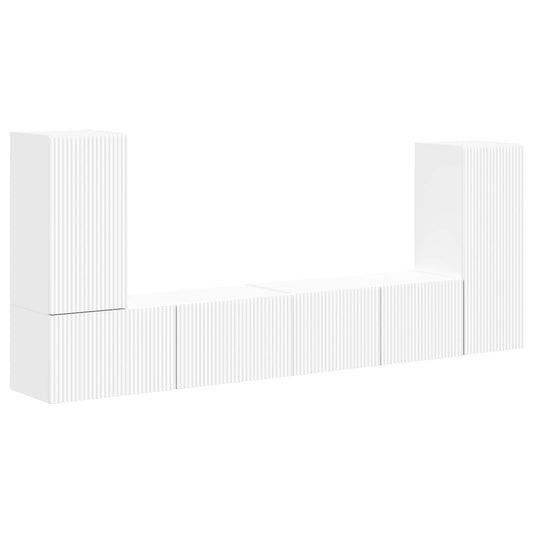 Conjunto De Mueble De Tv 4 Pcs Madera De Ingeniería